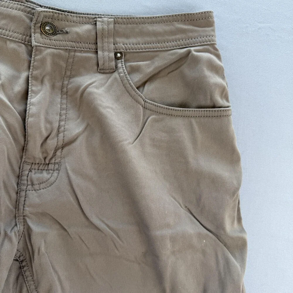PrAna Shorts Mens FIT 34 Beige Chino 5 Pocket Flat Front Casual Outdoor 9 Inseam
